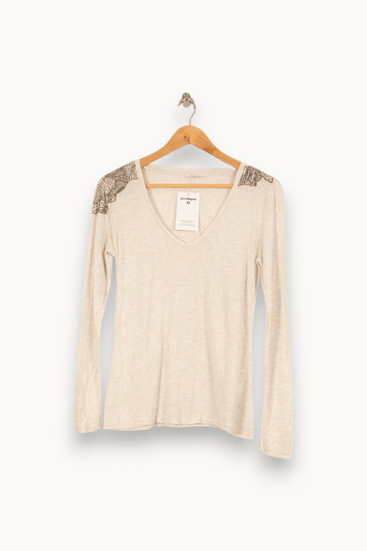 T-shirt Manches Longues Blanc - Taille M/38 de la marque IKKS | PARAD55843 - Vendu par Paradigme - Image 2
