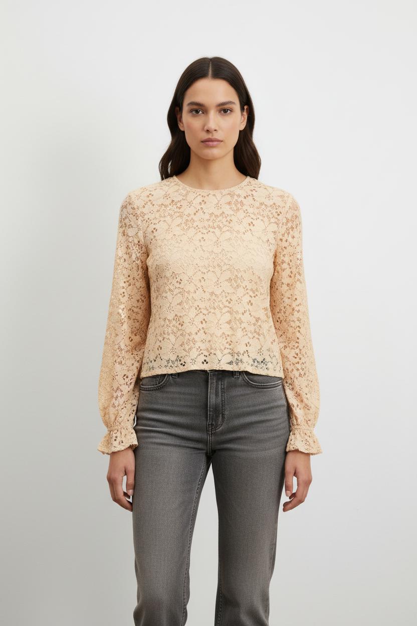 Blouse Dentelle Beige - Taille S/36