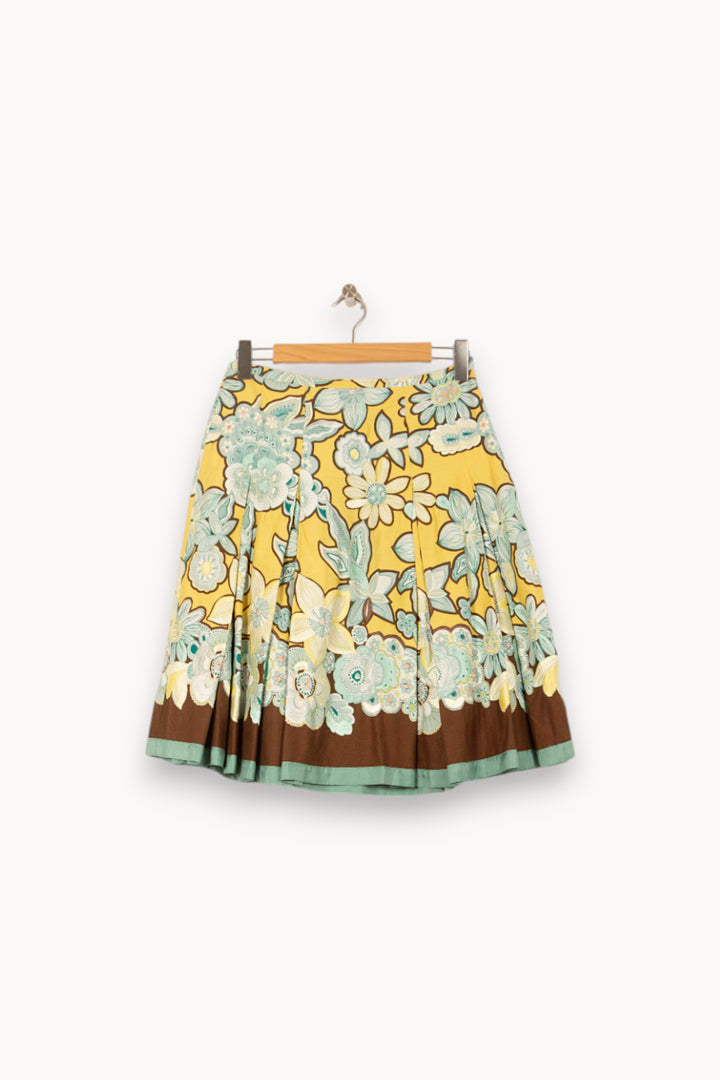 Jupe Plissée Jaune et Marron - Taille L/40 de la marque Weekend Max Mara | PARAD55863 - Vendu par Paradigme - Image 2
