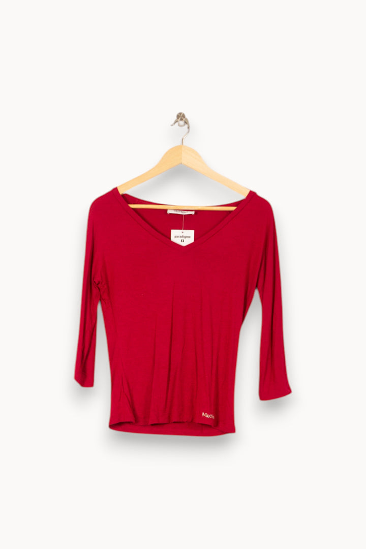Tee-shirt Manches Trois Quarts Rouge - Taille S/36 de la marque Max Mara | PARAD55864 - Vendu par Paradigme - Image 2
