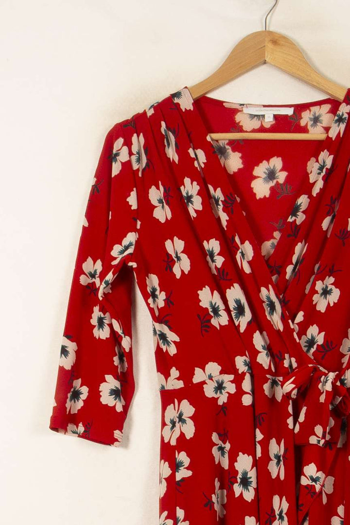 Robe Portefeuille Rouge et Blanche - Taille XS/34 de la marque La Fée Maraboutée | PARAD55891 - Vendu par Paradigme - Image 3