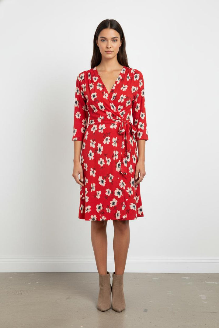 Robe Portefeuille Rouge et Blanche - Taille XS/34