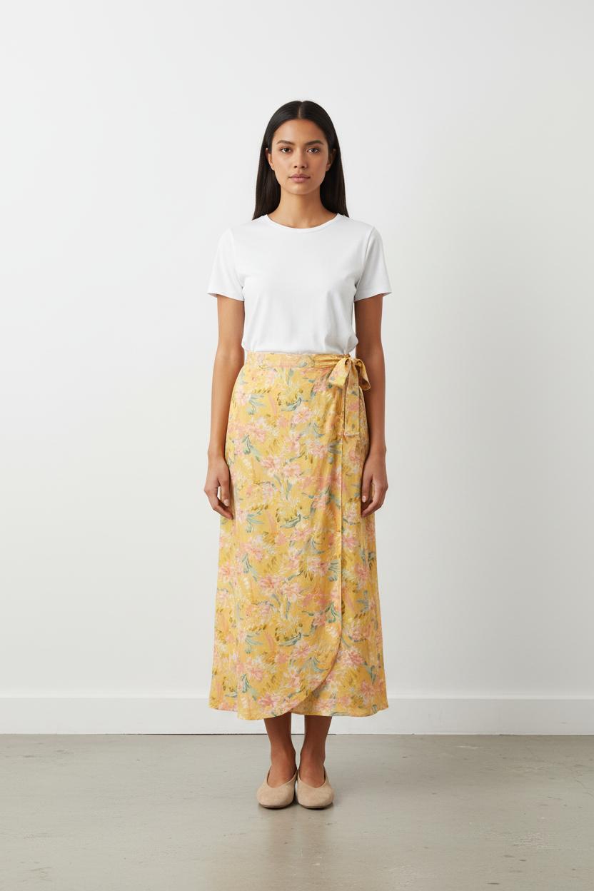 Jupe Longue Jaune et Rose - Taille S/36