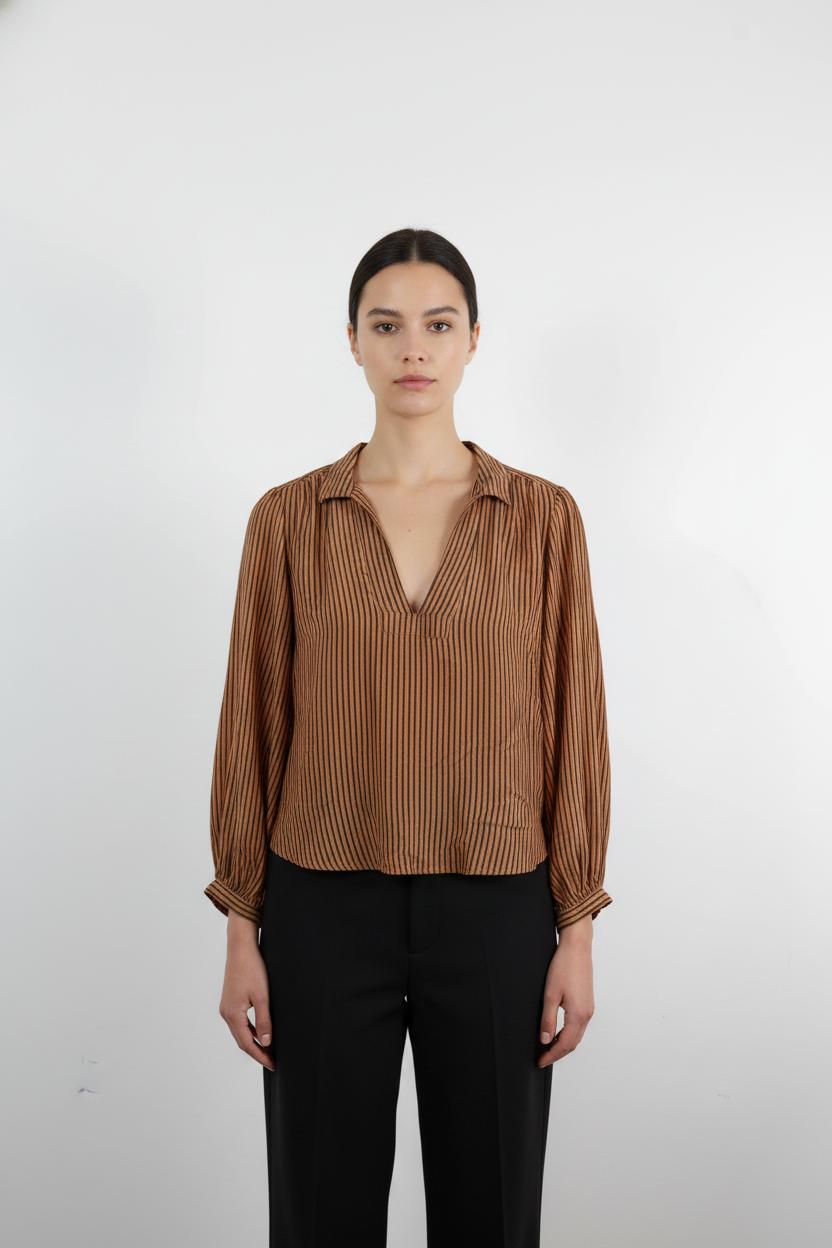 Blouse Marron et Noir - Taille M/38