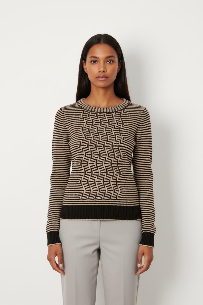 Pull Noir et Beige - Taille XS/34