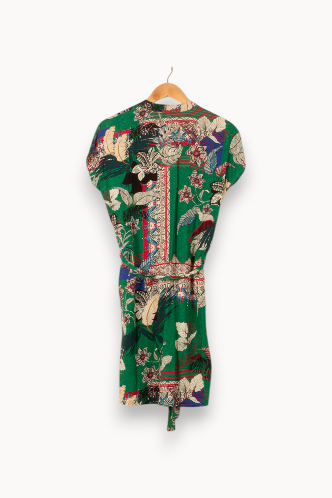 Robe Fleurie Verte et Beige - Taille S/36 de la marque La Fée Maraboutée | PARAD55940 - Vendu par Paradigme - Image 4