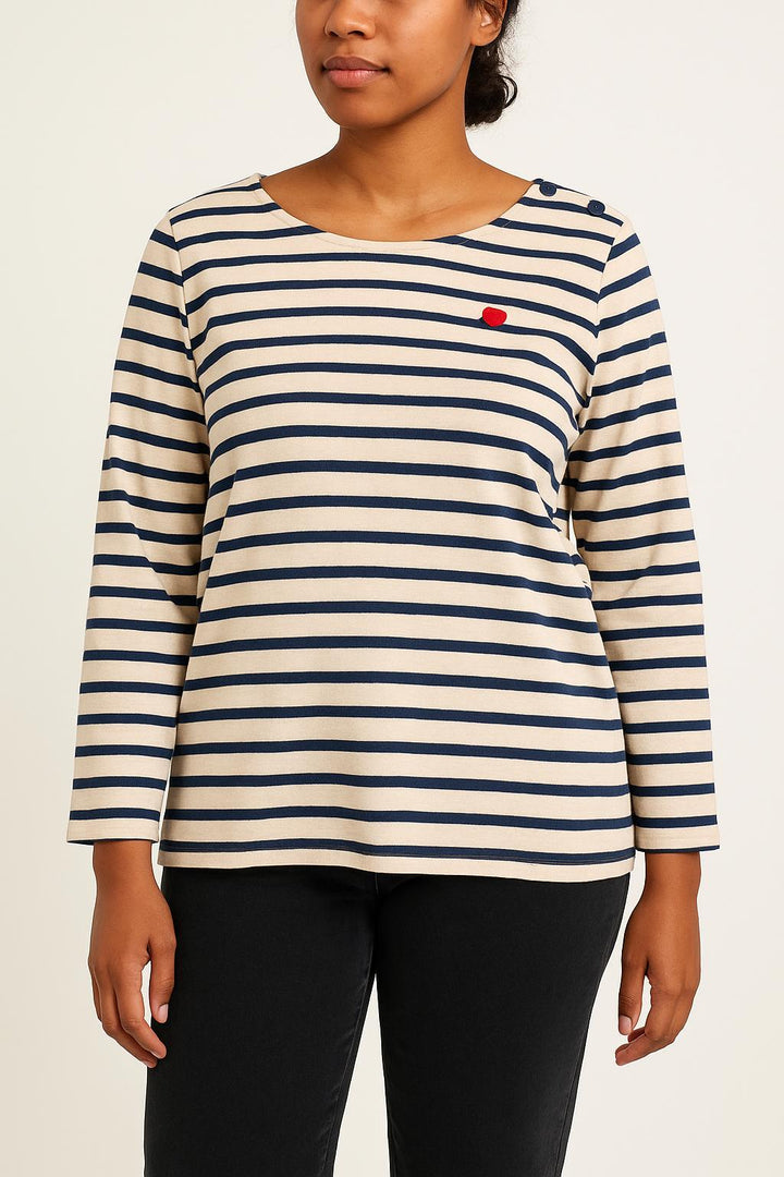 Marinière Beige et Bleu Marine - Taille XL/42 de la marque Sézane | PARAD55946 - Vendu par Paradigme - Image 1