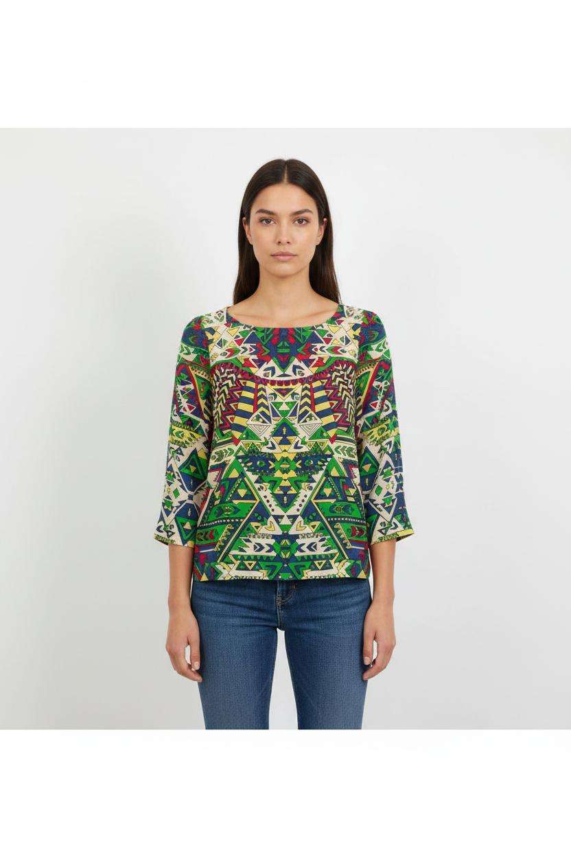 Blouse Verte et Jaune - Taille M/38