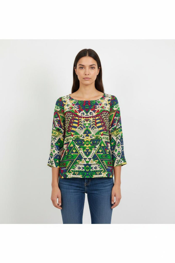 Blouse Verte et Jaune - Taille M/38