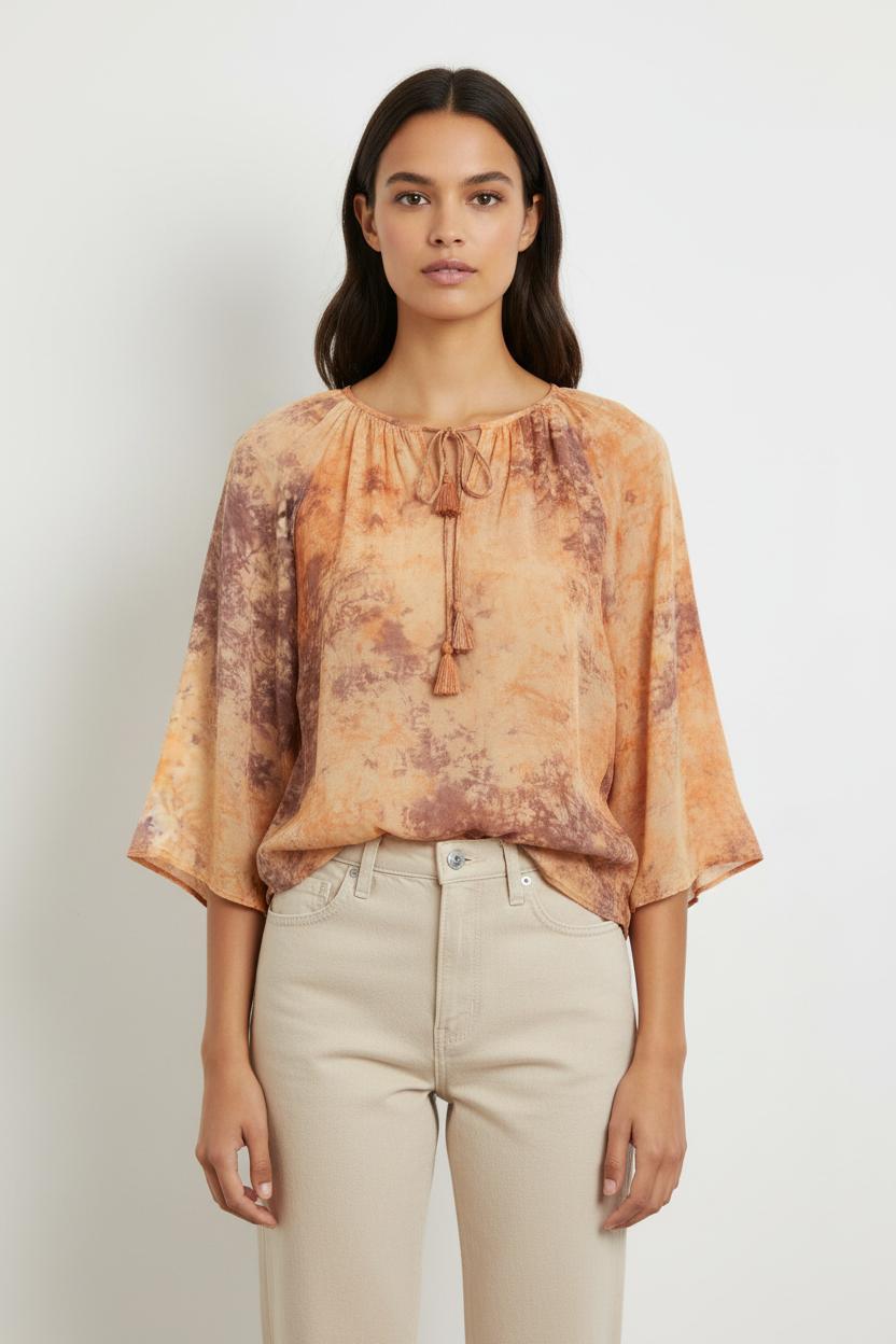 Blouse Orange et Marron - Taille M/38