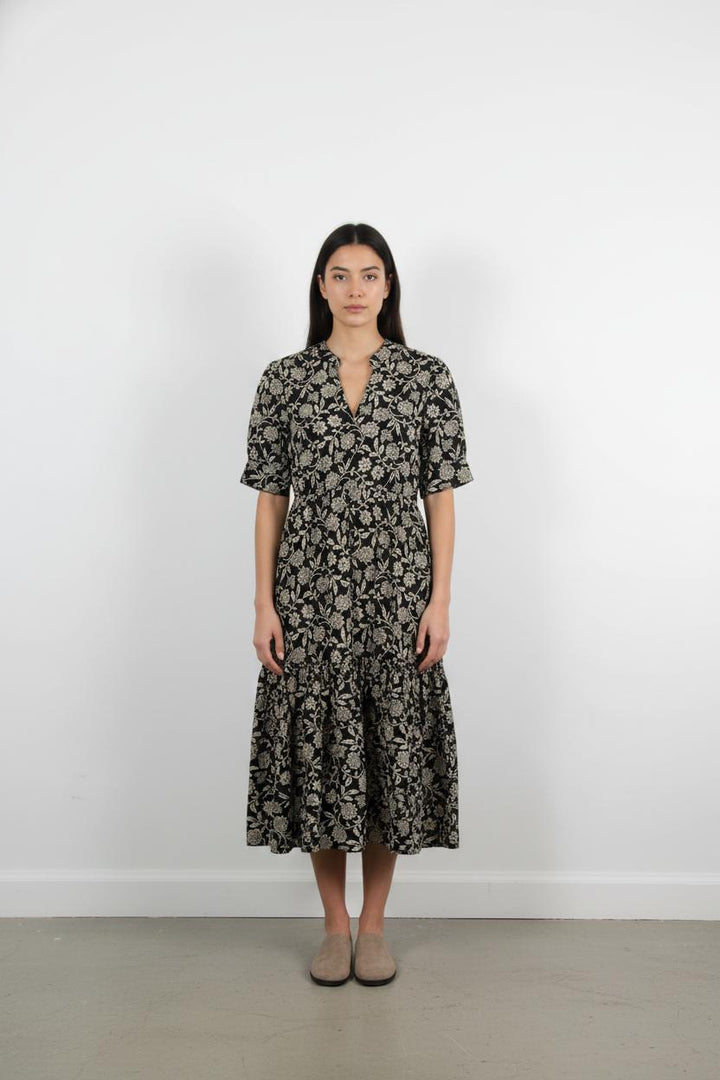 Robe Fleurie Noire et Blanche - Taille XS/34