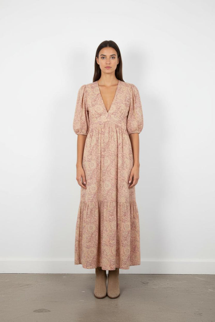 Robe Longue Rose et Beige - Taille S/36