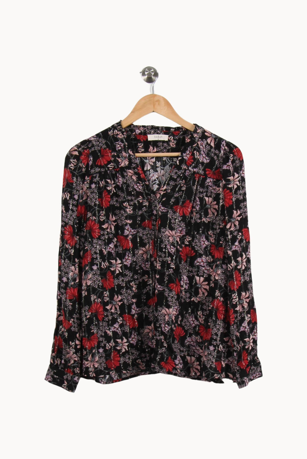 Blouse Noire et Rouge - Taille XS/34 de la marque ba&sh | PARAD56053 - Vendu par Paradigme - Image 2