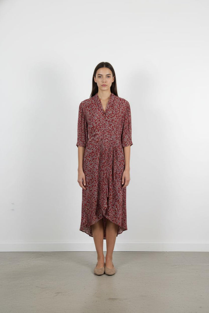 Robe Midi Bordeaux et Blanche - Taille XS/34