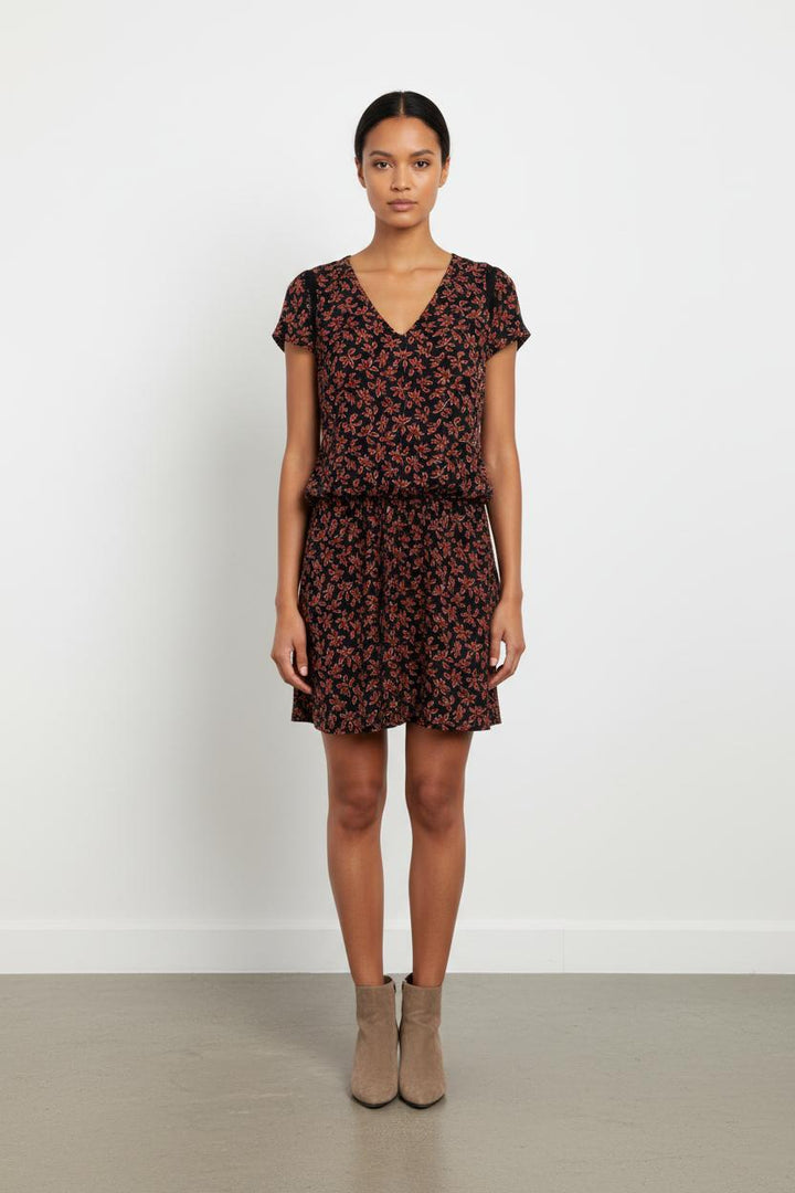 Robe Fleurie Noire et Rouge - Taille S/36