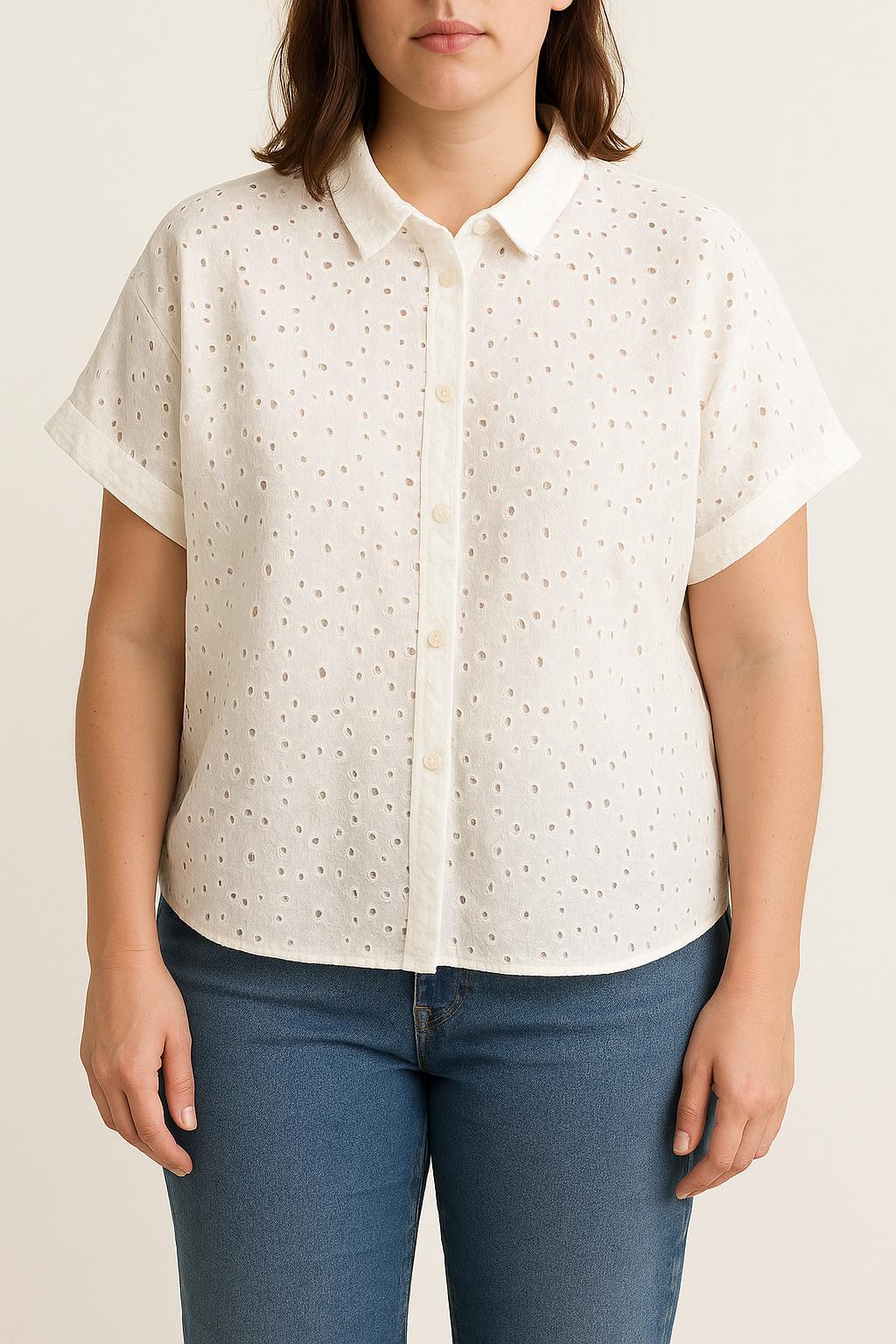 Chemise Brodée Blanche - Taille XL/42 de la marque Sézane | PARAD56091 - Vendu par Paradigme - Image 1