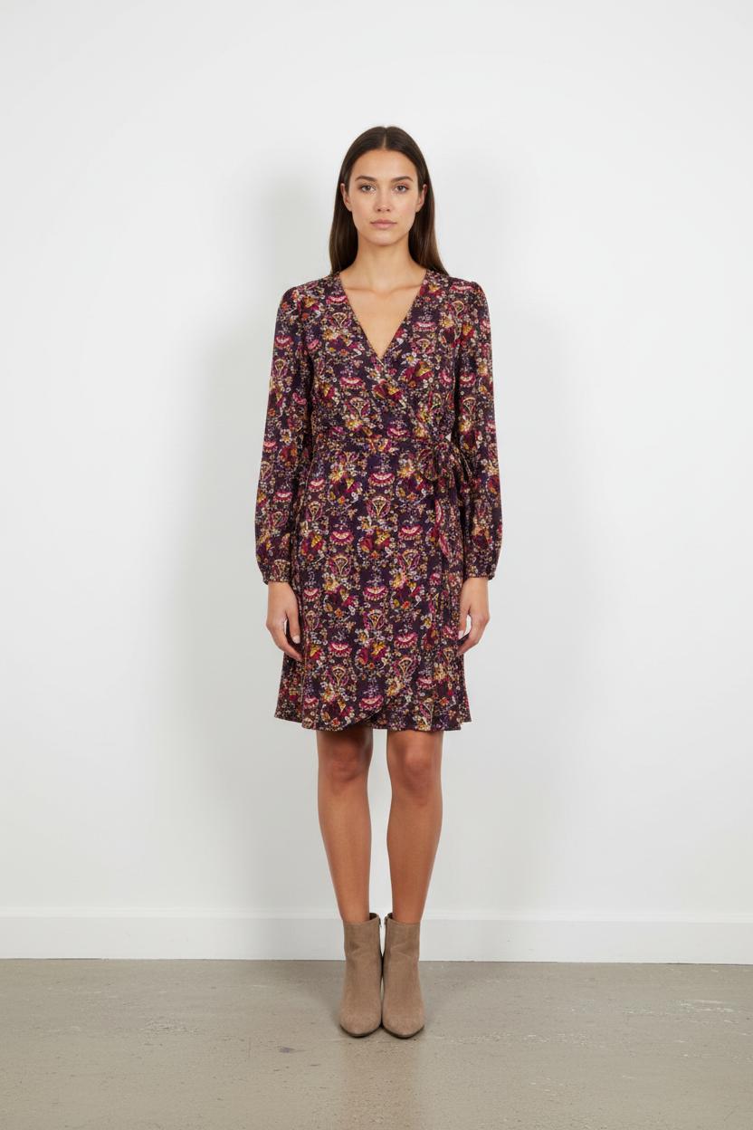 Robe Portefeuille Violette et Jaune - Taille S/36