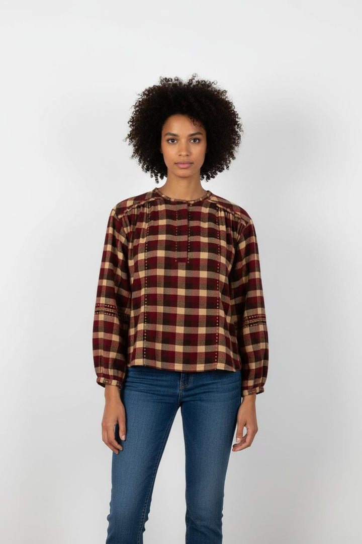 Chemise Carreaux Bordeaux et Beige - Taille S/36