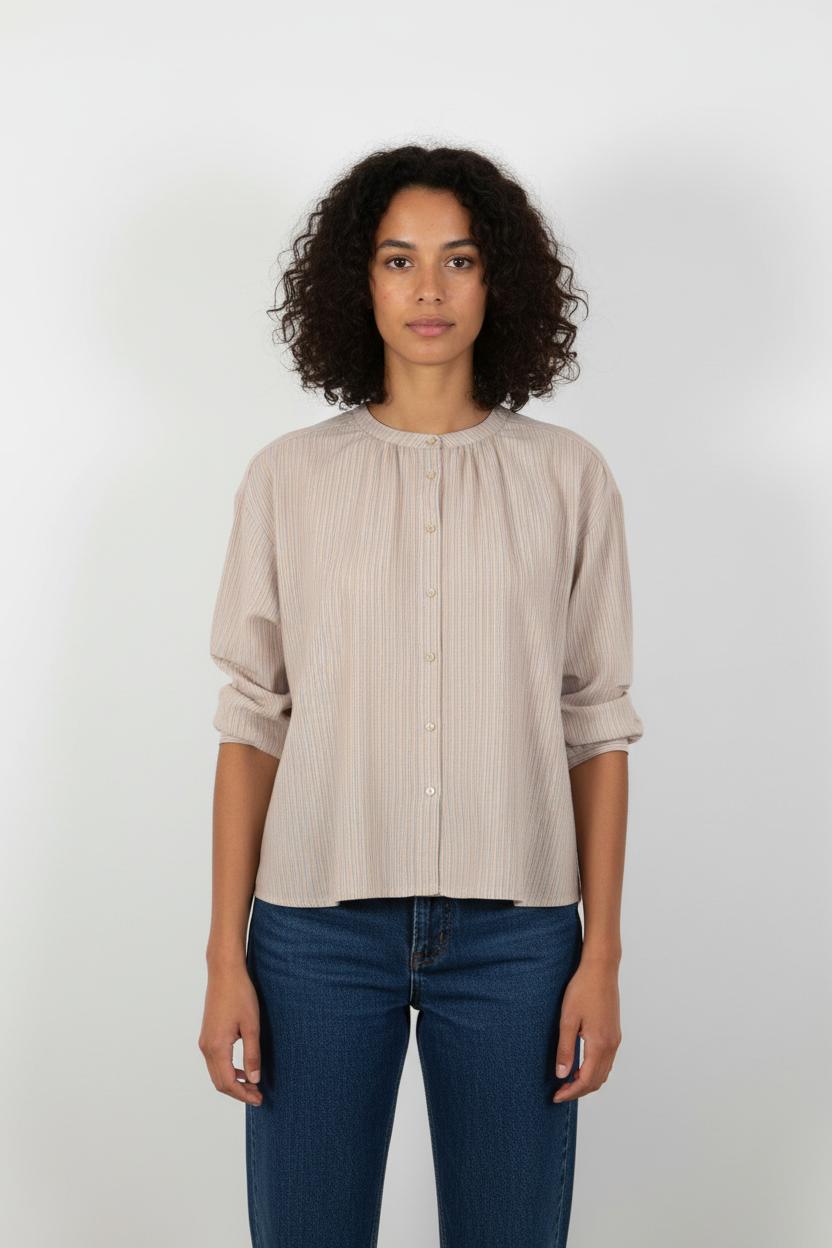 Blouse Rayée Beige - Taille S/36