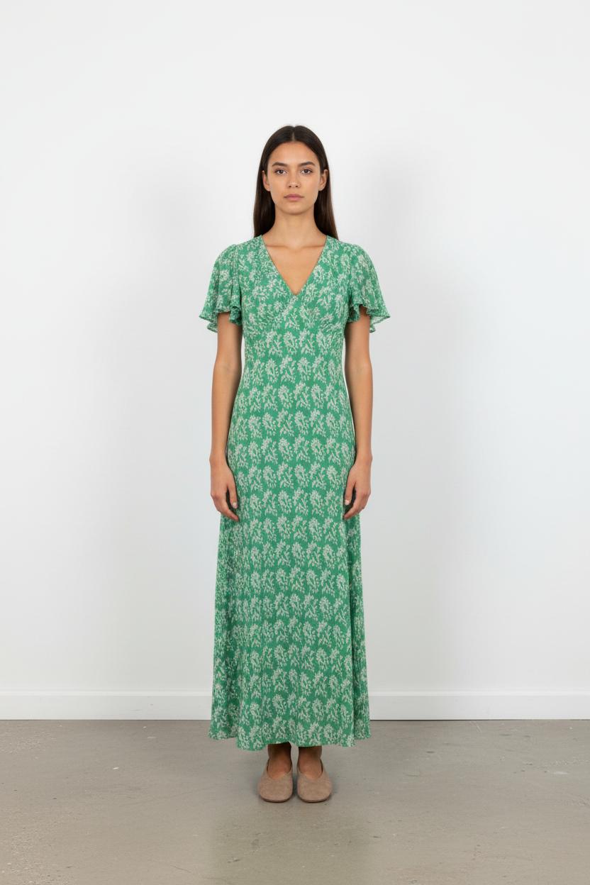 Robe Longue Verte et Blanche - Taille S/36