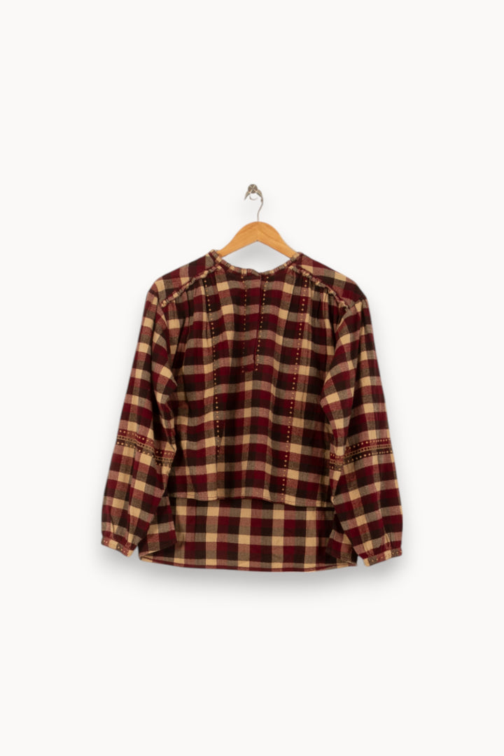 Blouse Carreaux Bordeau et Beige - Taille S/36 de la marque Ekyog | PARAD56198 - Vendu par Paradigme - Image 2