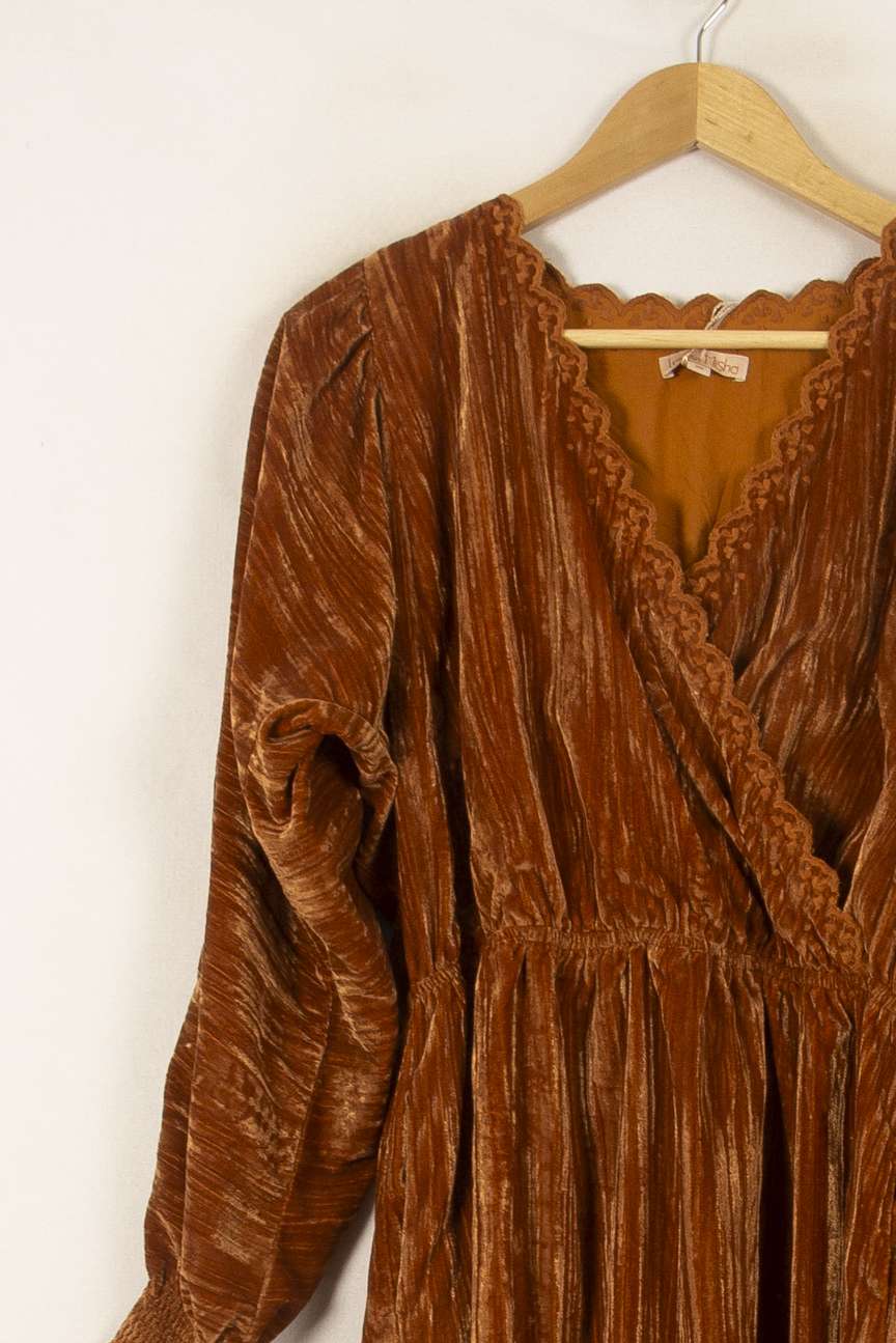 Robe Portefeuille Marron - Taille S/36 de la marque Louise Misha | PARAD56244 - Vendu par Paradigme - Image 3