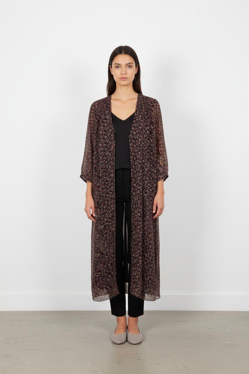 Robe Longue Noire et Rose - Taille S/36