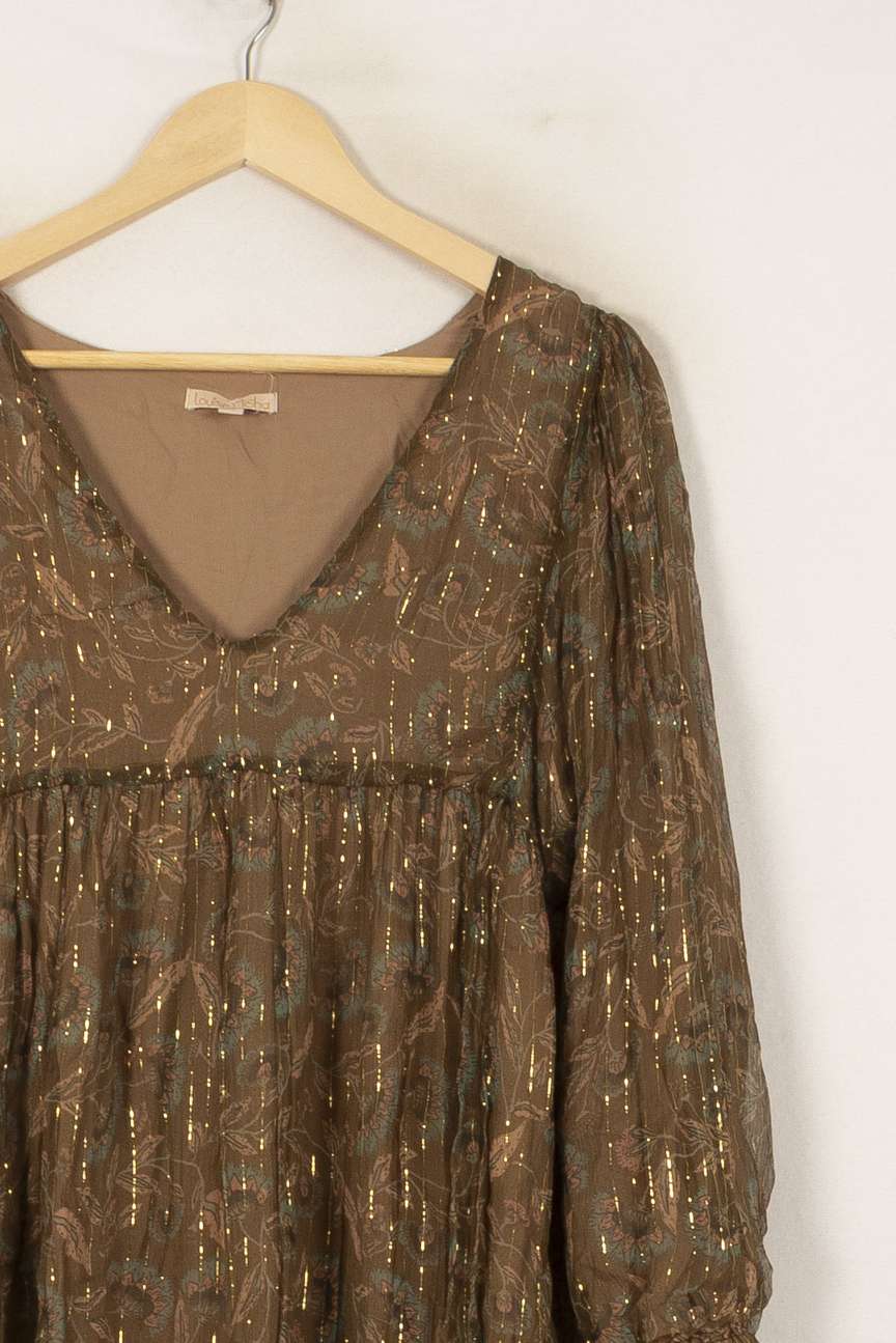 Robe Courte Marron et Dorée - Taille L/40 de la marque Louise Misha | PARAD56258 - Vendu par Paradigme - Image 3