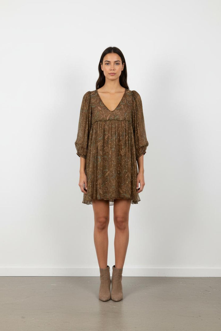 Robe Courte Marron et Dorée - Taille L/40