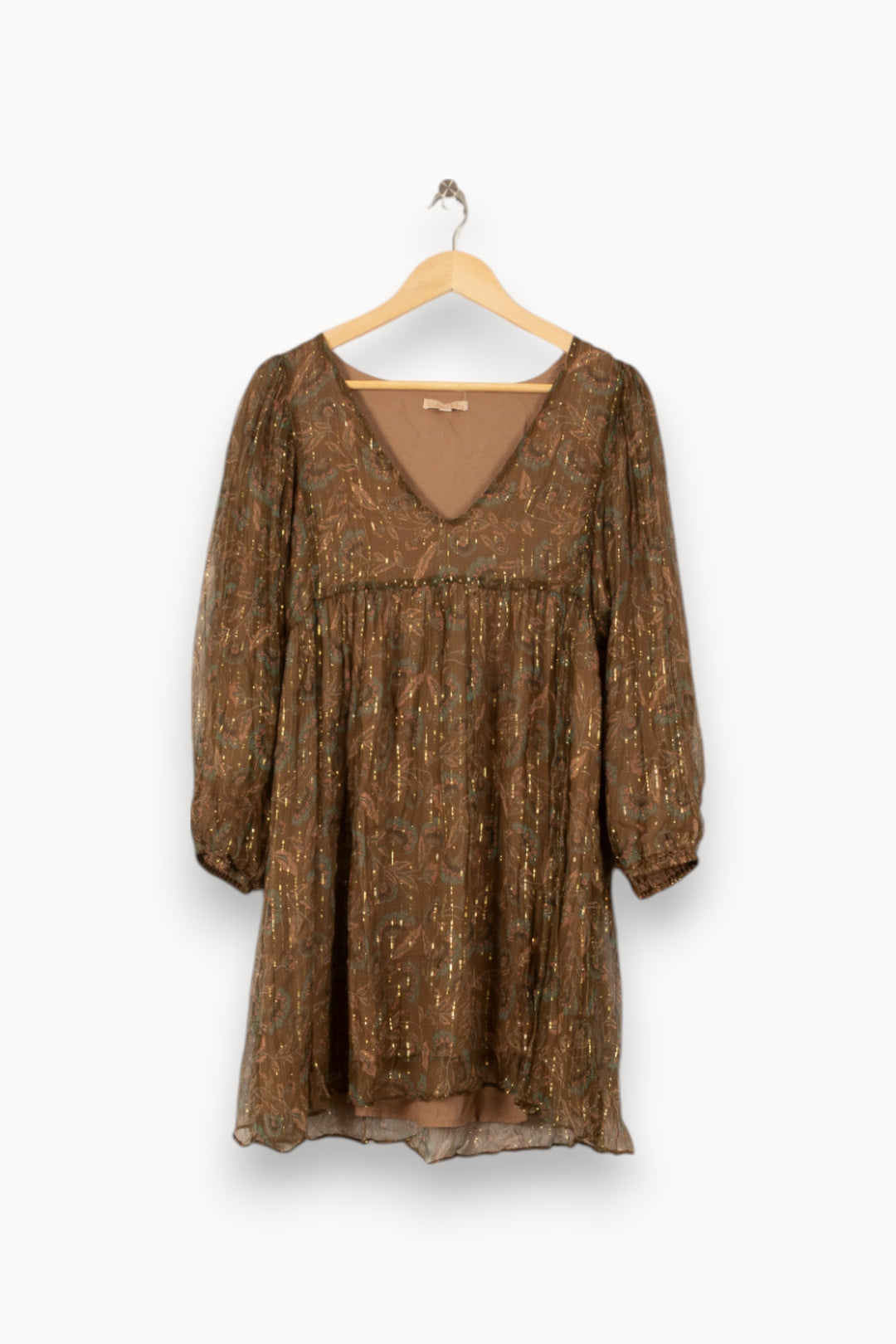 Robe Courte Marron et Dorée - Taille L/40 de la marque Louise Misha | PARAD56258 - Vendu par Paradigme - Image 2