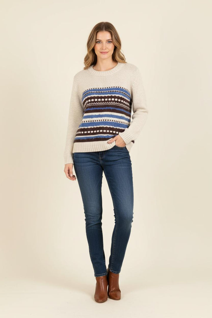 Pull Beige et Bleu - Taille M/38 de la marque La Fée Maraboutée | PARAD56267 - Vendu par Paradigme - Image 1