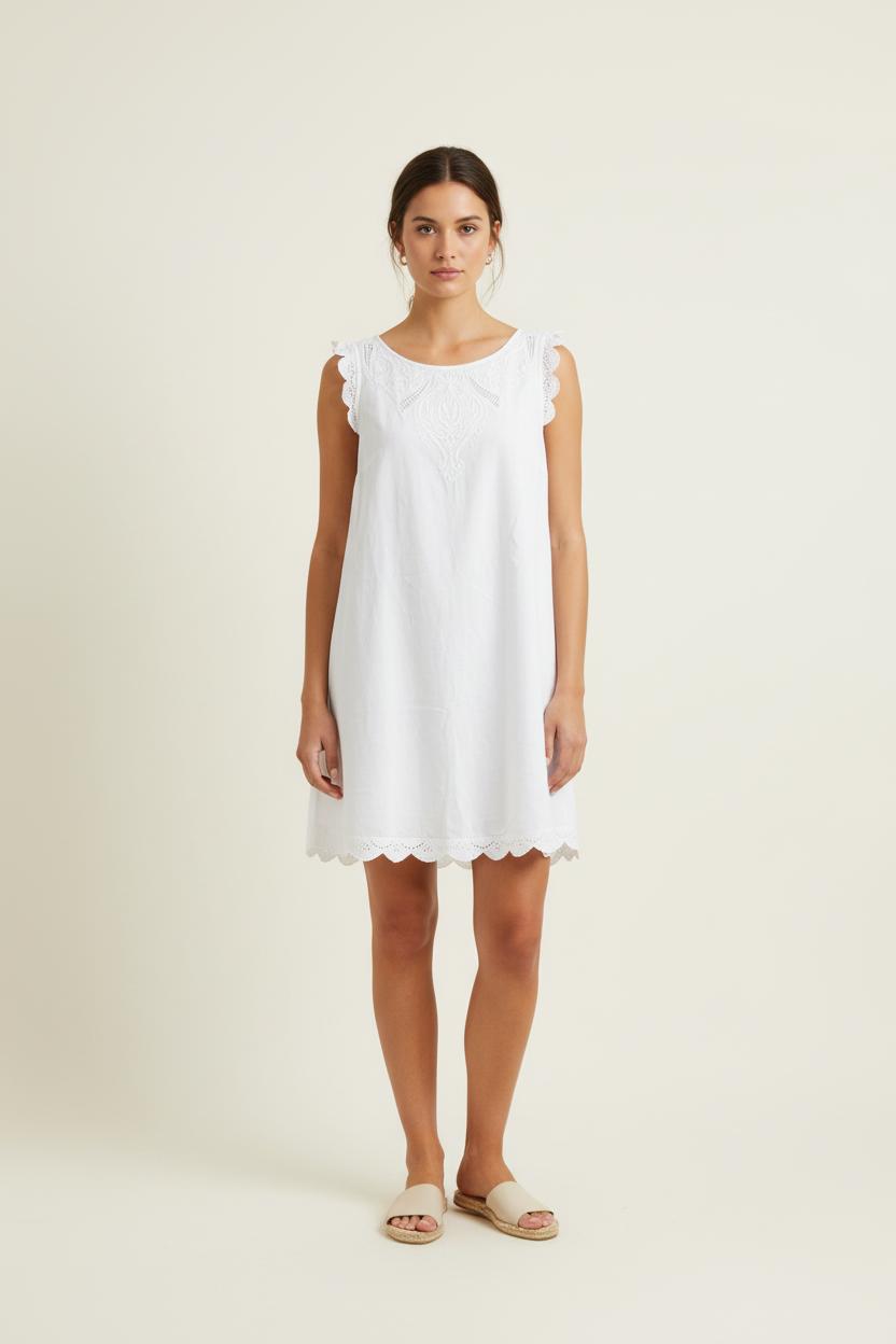 Robe Brodée Blanche - Taille S/36 de la marque Sézane | PARAD56296 - Vendu par Paradigme - Image 1