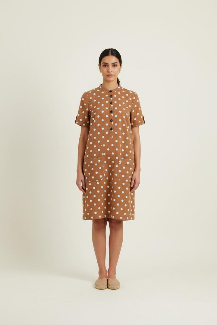 Robe Courte Marron et Blanche - Taille S/36 de la marque Sézane | PARAD56299 - Vendu par Paradigme - Image 1