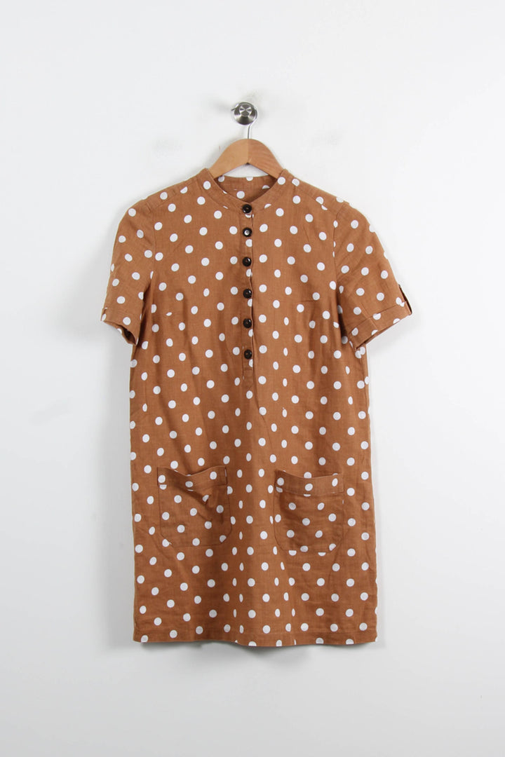 Robe Courte Marron et Blanche - Taille S/36 de la marque Sézane | PARAD56299 - Vendu par Paradigme - Image 2