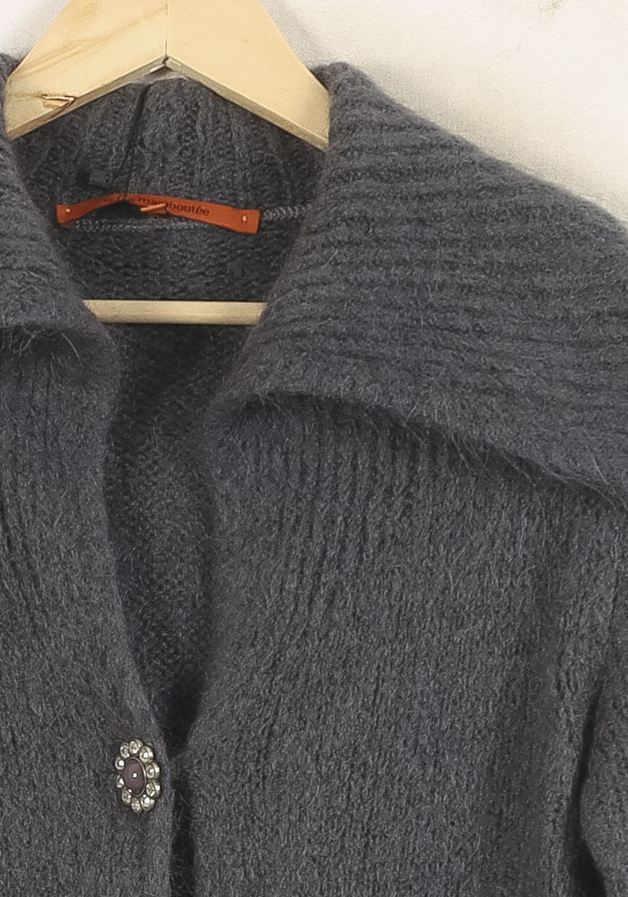 Gilet Long Gris - Taille L/40 de la marque La Fée Maraboutée | PARAD56346 - Vendu par Paradigme - Image 3