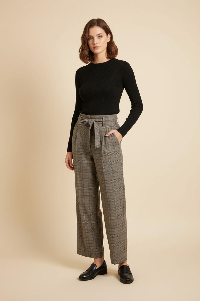 Pantalon Large Beige à Carreaux - Taille L/40 de la marque Suncoo | PARAD56353 - Vendu par Paradigme - Image 1