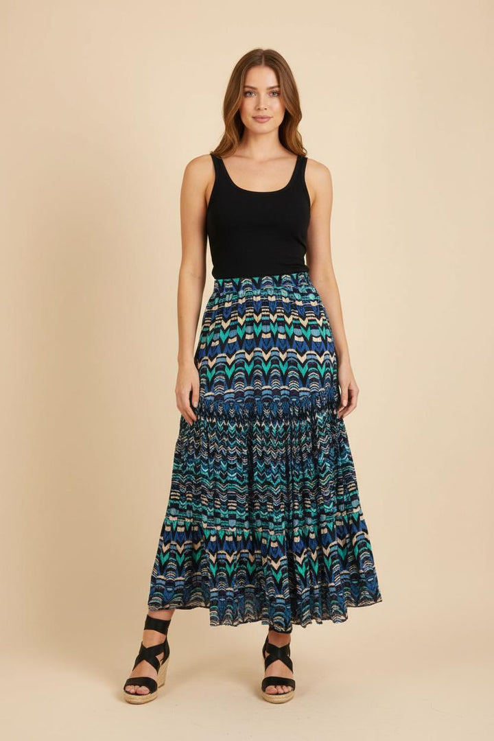 Jupe Longue Bleue et Verte - Taille M/38 de la marque Derhy | PARAD56357 - Vendu par Paradigme - Image 1