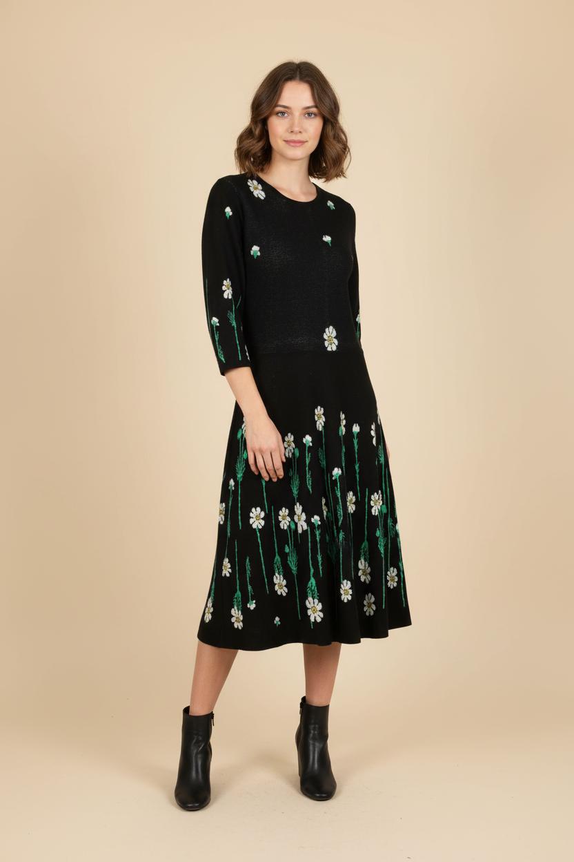 Robe Fleurie Noire - Taille L/40 de la marque Derhy | PARAD56359 - Vendu par Paradigme - Image 1