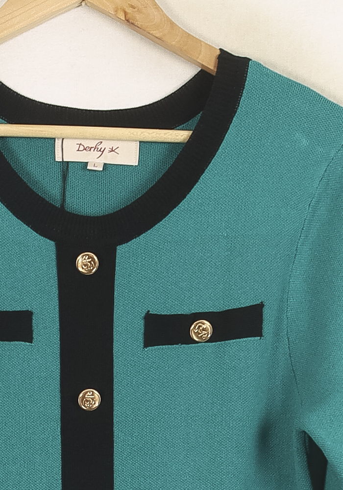 Robe Midi Verte et Noire - Taille L/40 de la marque Derhy | PARAD56360 - Vendu par Paradigme - Image 3