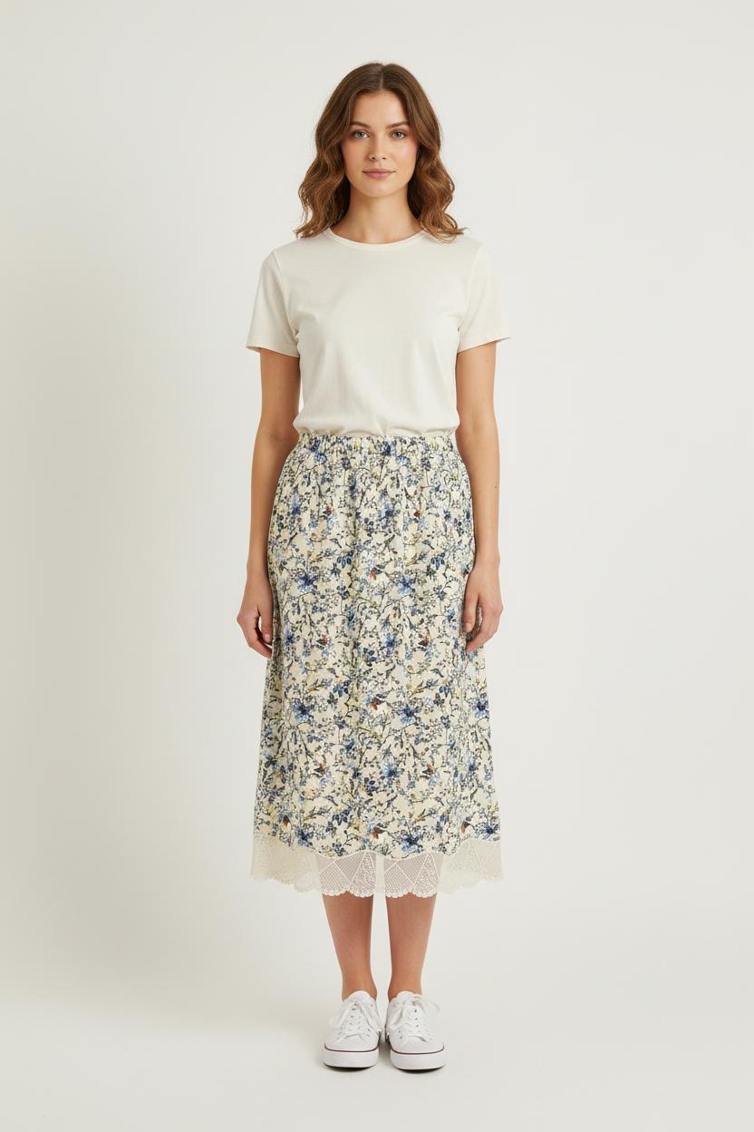 Jupe Longue Écrue et Bleue - Taille S/36 de la marque Gerard Darel | PARAD56368 - Vendu par Paradigme - Image 1