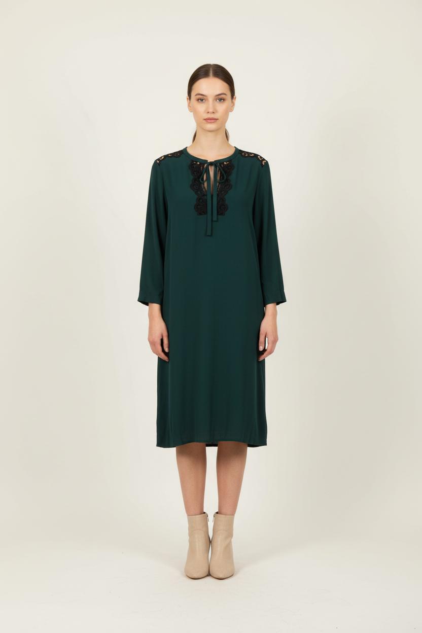 Robe Droite Verte et Noire - Taille L/40 de la marque Sandro | PARAD56800 - Vendu par Paradigme - Image 1