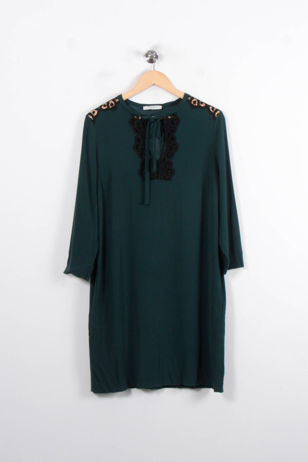 Robe Droite Verte et Noire - Taille L/40 de la marque Sandro | PARAD56800 - Vendu par Paradigme - Image 2