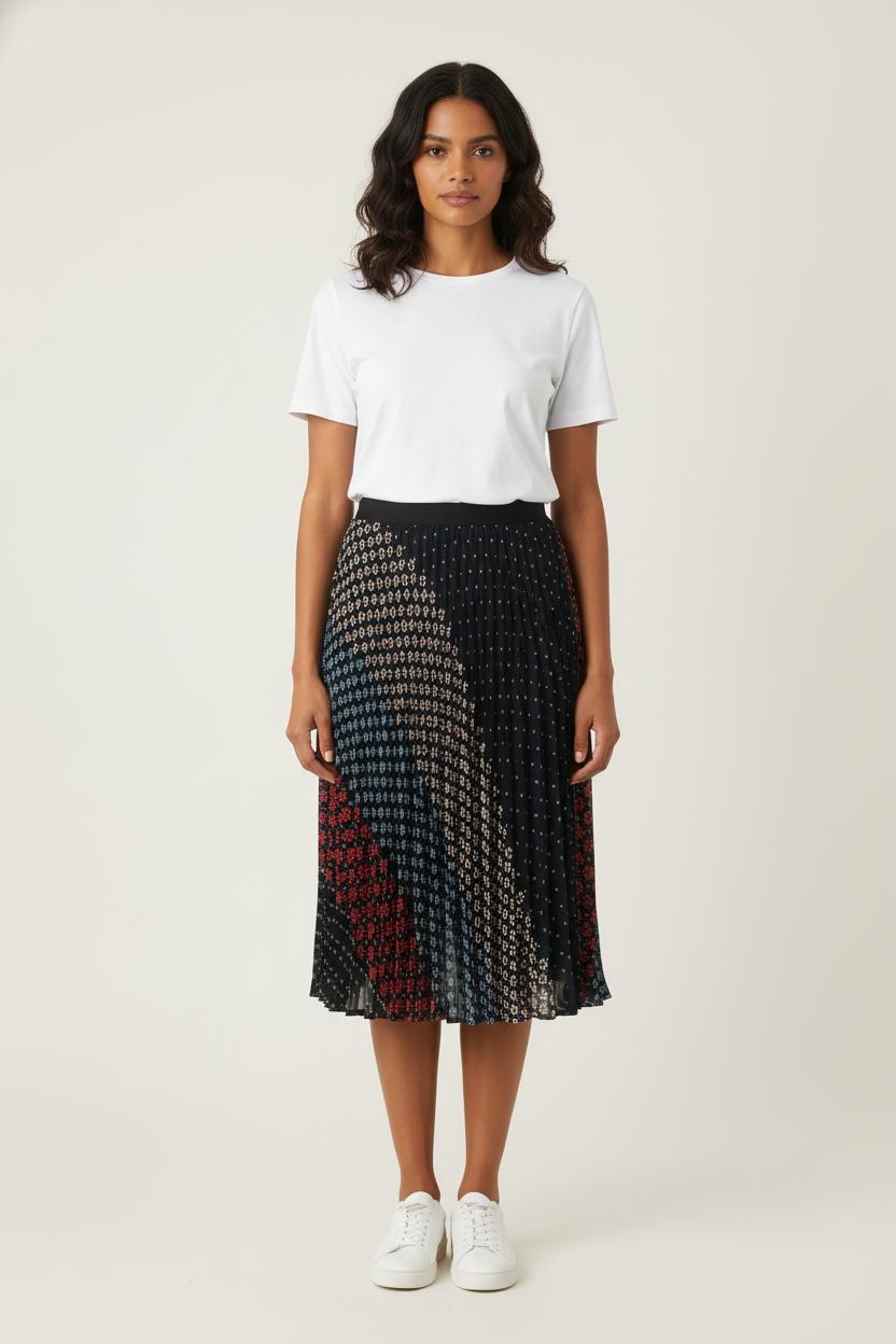 Jupe Plissée Bleu Marine et Rouge - Taille XL/42 de la marque Pablo | PARAD56801 - Vendu par Paradigme - Image 1