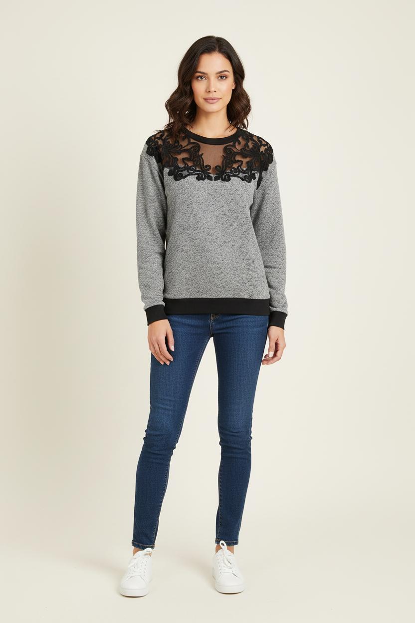 Sweat Gris et Noir - Taille M/38 de la marque Sandro | PARAD56822 - Vendu par Paradigme - Image 1