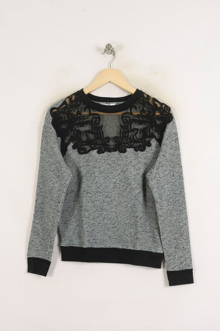 Sweat Gris et Noir - Taille M/38 de la marque Sandro | PARAD56822 - Vendu par Paradigme - Image 2