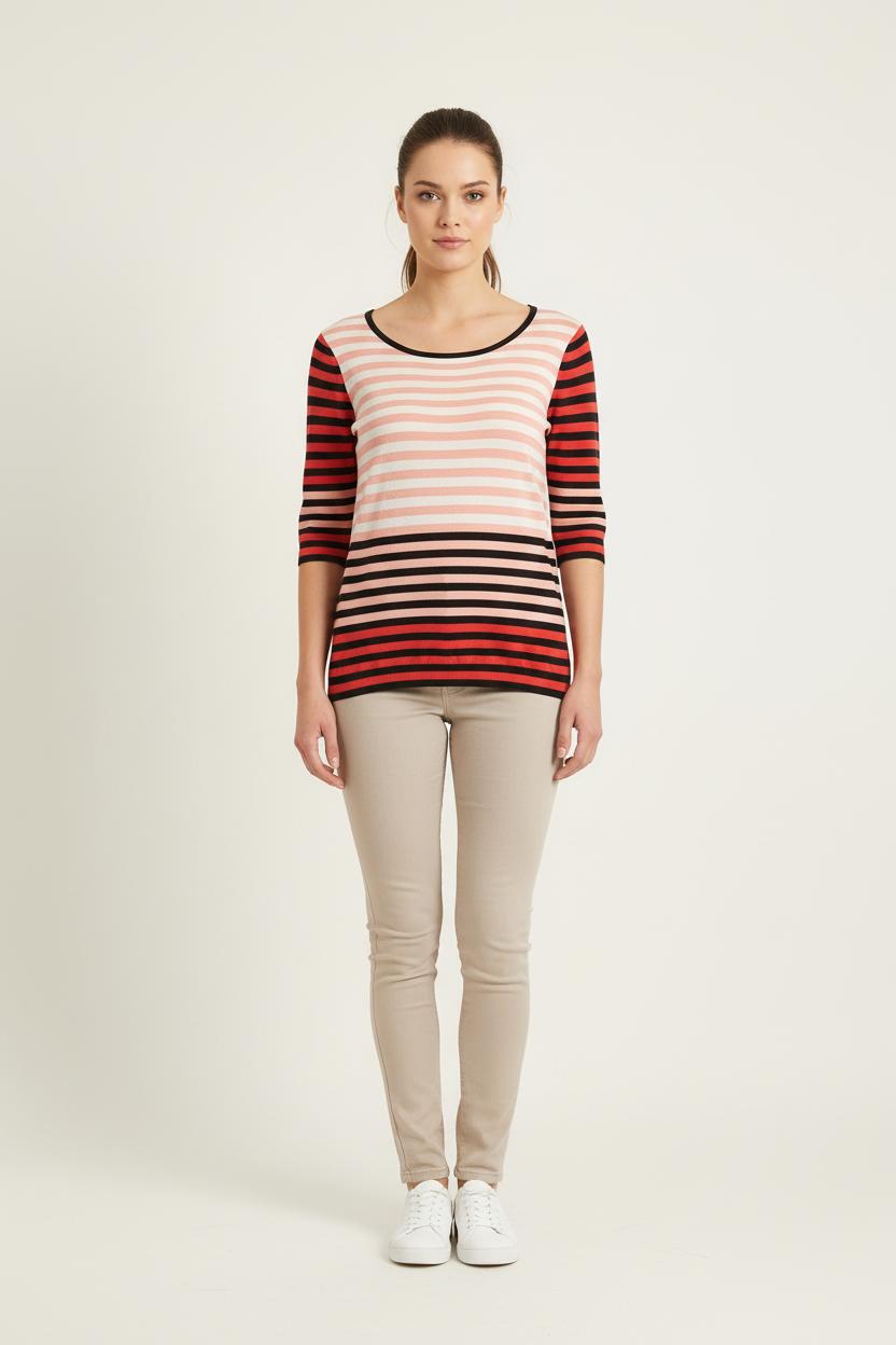 Pull Rayé Rose et Noir - Taille XL/42 de la marque Caroll | PARAD56909 - Vendu par Paradigme - Image 1