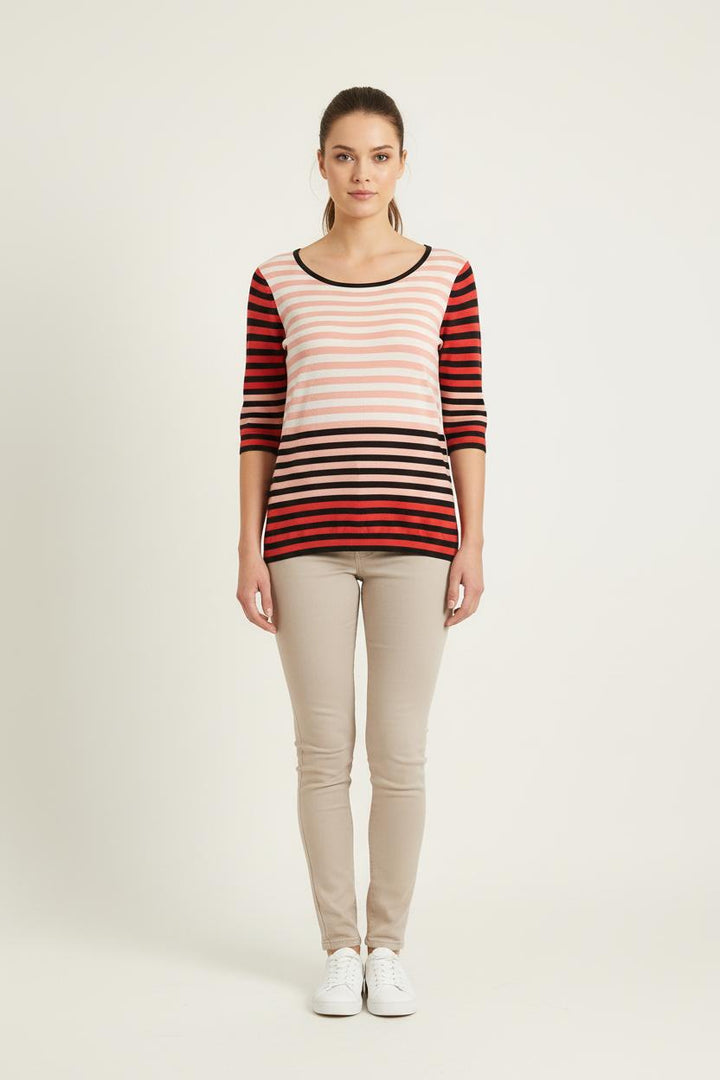 Pull Rayé Rose et Noir - Taille XL/42 de la marque Caroll | PARAD56909 - Vendu par Paradigme - Image 1