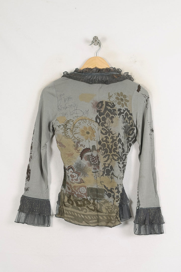 Blouse Grise et Noire - Taille S/36 de la marque Derhy | PARAD56919 - Vendu par Paradigme - Image 4