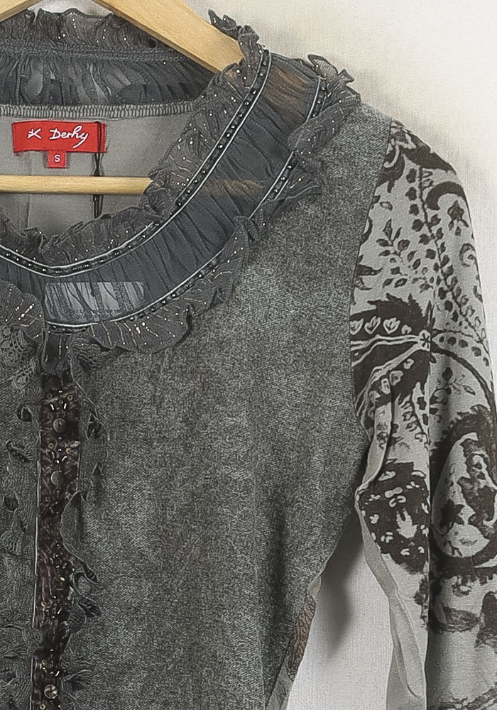 Blouse Grise et Noire - Taille S/36 de la marque Derhy | PARAD56919 - Vendu par Paradigme - Image 3