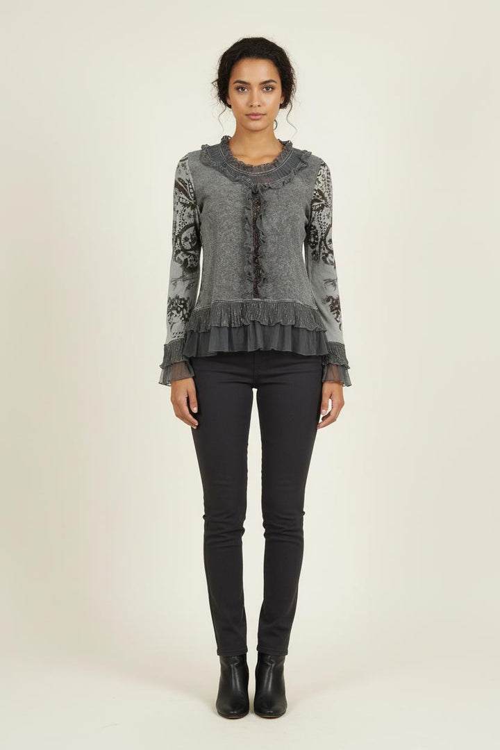 Blouse Grise et Noire - Taille S/36 de la marque Derhy | PARAD56919 - Vendu par Paradigme - Image 1